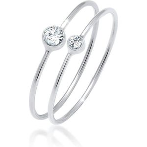 Elli Ring Dames Set Elegant Basis met Kristallen in 925 Sterling Zilver