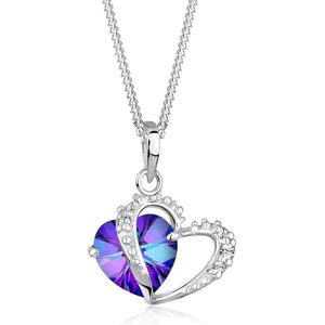 Elli Halsketting Dames met Hart Pendant Elegant en Kristallen in 925 Sterling Zilver