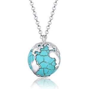 Elli Halsketting Dames met een wereldbol Howlith in 925 Sterling Zilver