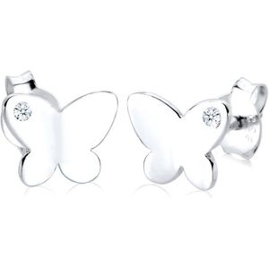 Elli DIAMONDS oorbellen kinderen vlinder natuur diamant (0,03 ct.) in 925 sterling zilver, Eén maat, Facetgeslepen, Diamant