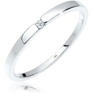 Elli Ring Dames Verlovingsring Klassiek met Diamant (0.015 ct.) in 925 Sterling Zilver Verguld