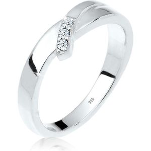 Elli DIAMONDS Ring Dames Ring Echt Sieraad Verlovingsring Trio Diamant (0.04 ct.) in 925 Sterling Zilver