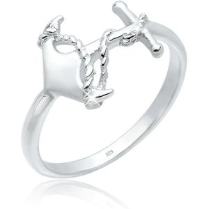 Elli Damesring anker maritiem symbool hoop thuis Sailor zilver, 56 EU, Facetgeslepen, Zonder