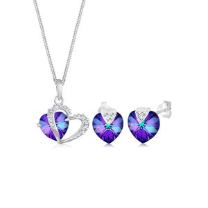 Elli Dames Sieraden Set Dames Harten Hanger Symbool Liefde elegant met kristallen in 925 Sterling Zilver