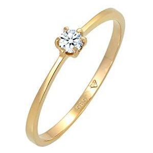 Elli PREMIUM Dames Ring Solitär Verlobung Diamant 0.11 ct. 585 Gelbgold