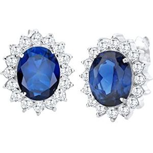 Elli Oorbellen dames cirkel elegant royal met synthetische saffier en zirkonia kristallen in 925 sterling zilver, Facetgeslepen, Zirkonia