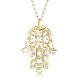 Elli Premium Hamsa Premium dameshalsketting met kristallen, 70 cm, Sterling zilver, Kristal