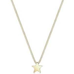 Elli Premium halsketting dames met hanger ster astro luxe in 375 geelgoud, 40 cm, Facetgeslepen, Geen edelsteen