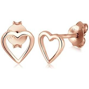 Elli Oorstekers voor dames, hart, basic, in 925 sterling zilver, Sterling zilver, Zonder