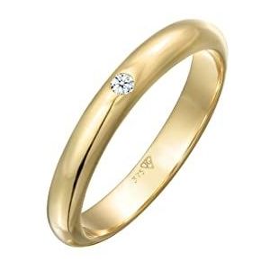 Elli Premium damesring, klassiek, 375 geelgoud, diamant wit, 0,03 ct briljant geslepen, 56 EU, Facetgeslepen, Diamant