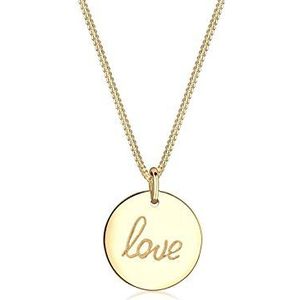 Elli Dames 925 Sterling Zilver Xilion Cut Crystal Love Hanger Ketting, 45 cm, Goud Sterling zilver