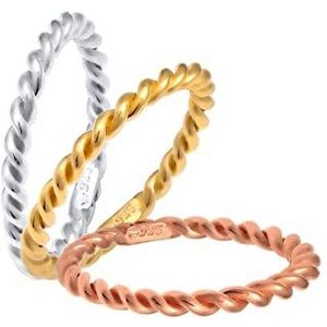 Elli - Ringenset Dames - Driekleurig - 925 Sterling Zilver