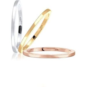 Elli - Damesring Set - Tricolor - Verguld - Zilver 925 - Facetgeslepen