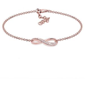 Elli Armband dames Infinity symbool trend met zirkonia kristallen in 925 sterling zilver rosé verguld, 18cm, Facetgeslepen, Zirkonia