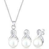 Elli - Infinity-symbool - Sieradenset - 925 Sterling Zilver - Zoetwaterparels en Kristallen