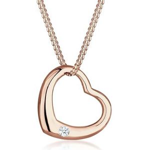Elli Halsketting Dames Hart Hanger met Diamant (0.03 ct.) in 925 Sterling Zilver