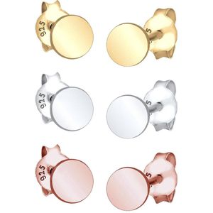 Elli Oorbellen 925 Sterling Zilver Rond tricolor