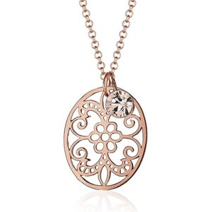 Elli Damesketting met kristallen in 925 sterling zilver, rosé verguld, 45 cm, Facetgeslepen, Kristal