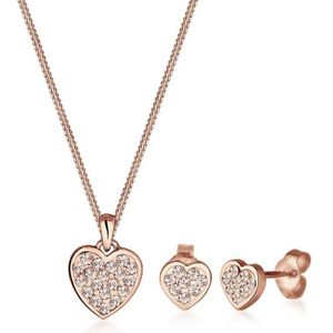 Elli Sieradenset hart kristallen 925 zilver Amour, facetgeslepen, kristal