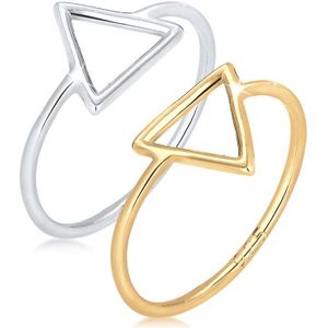 Trend - Geo Ringenset - 925 Sterling Zilver - Verguld