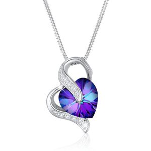 Elli Dameshalsketting met hartvormige hanger en kristallen, Facetgeslepen, Kristal