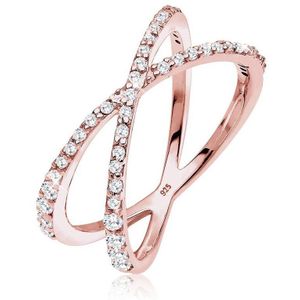 Elli Dames Ring Dames Wikkel X met Zirkonia Kristallen in 925 Zilver