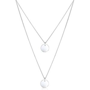 Elli Halsketting Dames Plaatje Hanger 2-laags in 925 Sterling Zilver