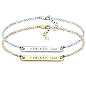 Elli Armband dames Infinity vriendschapsset Bi-Color in 925 sterling zilver, 17 centimeters, Facetgeslepen