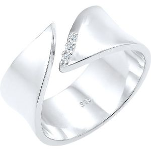 Elli DIAMONDS Ring Dames Wikkelring met Diamant (0.045 ct.) in 925 Sterling Zilver
