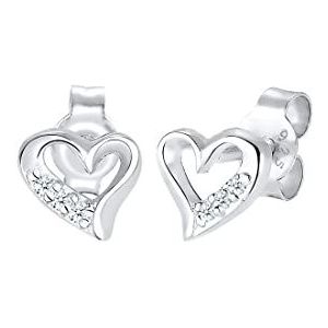 DIAMORE - Oorbellen - Hart Motief - 925 Sterling Zilver - Met Diamant (0,06 ct.)