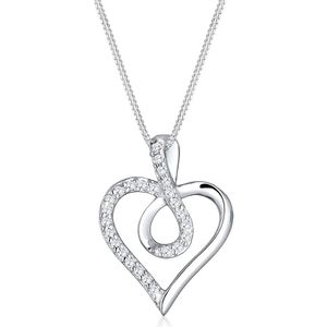 Elli Dames Halsketting dames infinity hart symbool met cubic zirconia in 925 sterling zilver rose gold plated