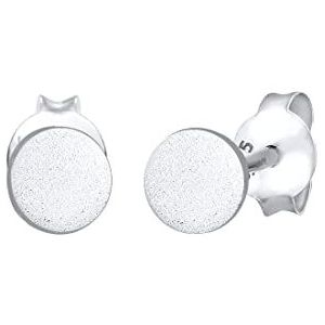 Elli Oorbellen cirkel geo gematteerd 925 sterling zilver, Facetgeslepen, Zonder