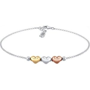 Elli Armband dames hart driekleurig symbool liefde elegant in 925 sterling zilver verguld, Facetgeslepen