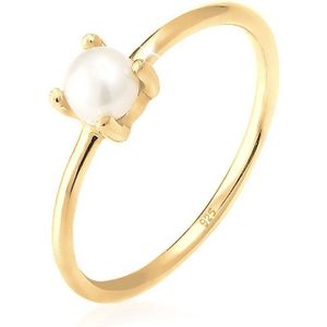 Elli Damesring solitaire met zoetwaterparel in 925 sterling zilver, 52 EU, Facetgeslepen, Zonder