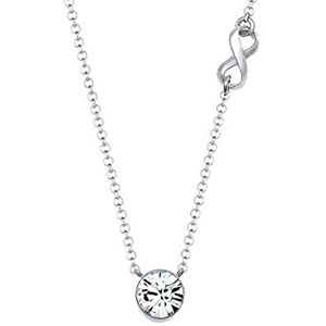 Elli Infinity Basic Halsketting voor dames, met kristallen in 925 sterling zilver, 45 EU, facetgeslepen., kristal,