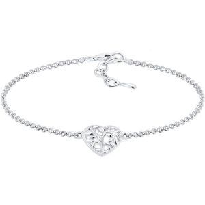 Elli - Armband Levensboom - Hartvormige Hanger - 925 Sterling Zilver - Facetgeslepen Kristal