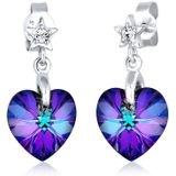 Elli - Oorbellen - Hartvorm - Zilver - Swarovski Kristallen