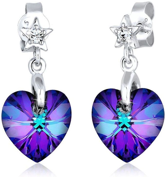 Elli - Oorbellen - Hartvorm - Zilver - Swarovski Kristallen