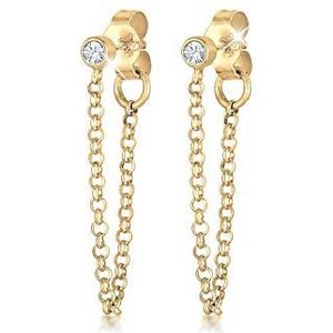 Elli Oorbellen dames oorstekers ketting Trend Geo met kristal in 925 sterling zilver, Facetgeslepen, kristal