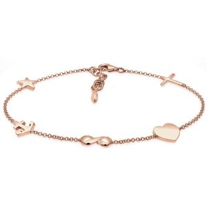 Elli Damesarmband kruis hart Infinity anker ster hanger in 925 sterling zilver, 16 EU, Facetgeslepen, Geen edelsteen