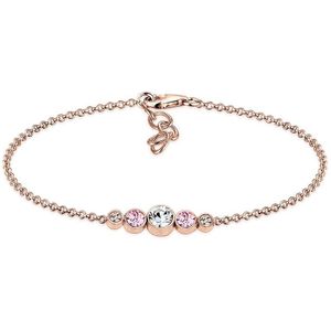Elli Damesarmband, basic kristallen in 925 sterling zilver, rosé verguld, 16 cm, Facetgeslepen, kristal