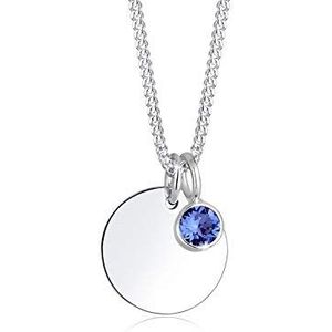 Elli Dames echt sieraad halsketting ketting geboortesteen april met Swarovski-kristallen in 925 sterling zilver 45 cm lengte, 45 EU, Facetgeslepen, Kristal