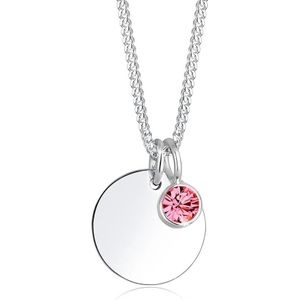 Elli Dames echt sieraad halsketting ketting geboortesteen april met Swarovski-kristallen in 925 sterling zilver 45 cm lengte, 38 EU, Facetgeslepen, Kristal