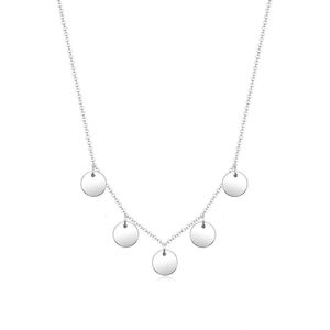 Elli Dames halsketting cirkel Geo plaatje munt minimal in 925 sterling zilver, 45 cm, Facetgeslepen