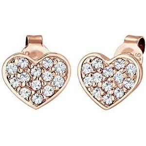 Elli Damesoorstekers hart 925 zilver kristallen wit rond geslepen, Facetgeslepen, kristal