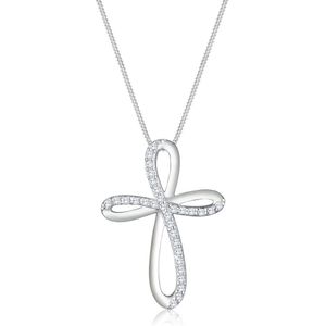 Elli PREMIUM - Kreuz Zirkonia Religion 925 Silber Kommunion Ketten 1 ct Damen (67.99 € / 1 ct)