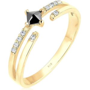 Elli Damesring met zirkoniastenen met kristal in 925 sterling zilver, 54 EU, Zirkonia