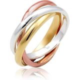 Wikkelring - Tri-Color Trend - Verguld 925 Sterling Zilver