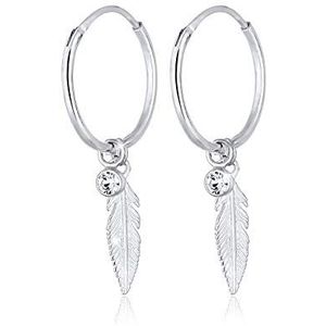 Elli - Elli Ohrringe Creole Feder Kristall 925 Silber Creolen 1 ct Damen (66.99 € / 1 ct)