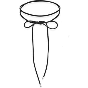 Elli Halsketting Dames Choker Strikje Trend Blogger met Suède Zwart in 925 sterling zilver